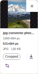 Check the cropped preview, dimensions and file size before downloading. Keep your original until you’ve checked the saved copy.