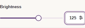 Set brightness with its slider or number field.