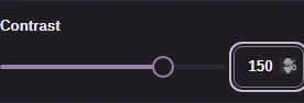 Set contrast with its slider or number field.