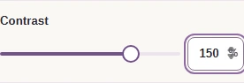 Set contrast with its slider or number field.