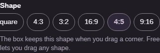 Choose the shape your destination asks for; here, 4:5.
