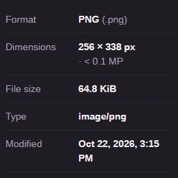 The Image info panel lists the format as PNG, the dimensions and the file size.