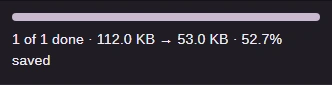 Completed JPG batch size summary, showing input and output sizes.
