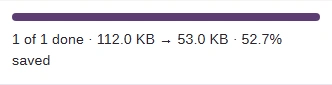 Completed JPG batch size summary, showing input and output sizes.