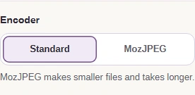 Encoder control with Standard selected.