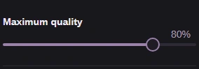 Maximum quality is the highest quality the size search will try. Lower settings trade fine detail for fewer bytes.