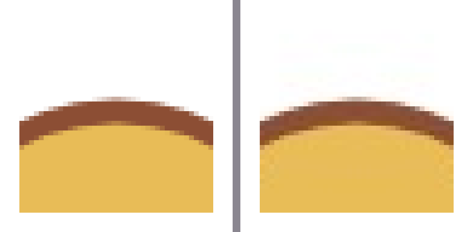 Two matching close-ups of the flower edge on a white page: the transparent PNG on the left and the white-fill JPG on the right look almost the same.