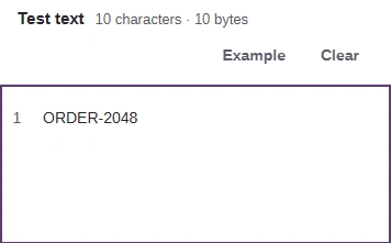 Test text contains uppercase ORDER-2048 with no highlight.