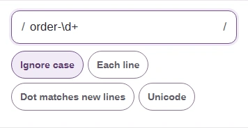 Pattern order-\d+ with Ignore case selected.