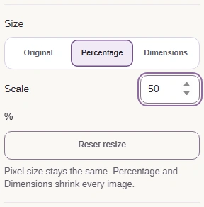 Percentage scales the width and height together.