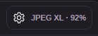 Settings button in the JPEG XL converter toolbar.