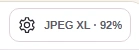 Settings button in the JPEG XL converter toolbar.