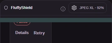 Settings closed and the refused image’s Retry button ready.