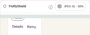 Settings closed and the refused image’s Retry button ready.