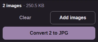 Two selected pictures and the Convert button.