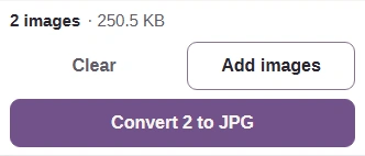 Two selected pictures and the Convert button.