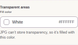 Transparent areas, Fill color, and the White color button.