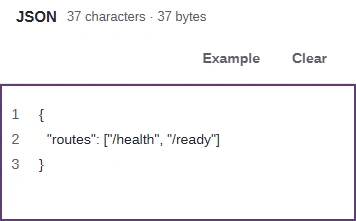 Corrected routes JSON in Input after removing the comma before the closing square bracket.
