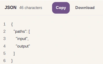 The current YAML-to-JSON conversion result, with JSON in the output header.