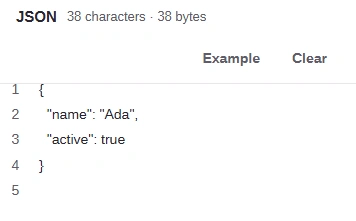 Corrected JSON input with no comma after true.