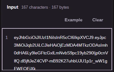 Paste a complete three-part JWT into Input.