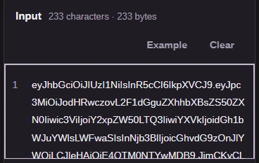 Paste the disposable token into Input, without a Bearer prefix.