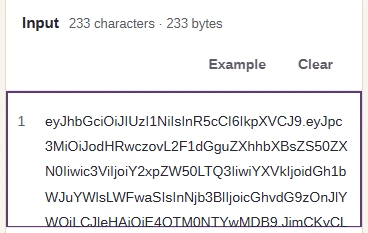 Paste the disposable token into Input, without a Bearer prefix.