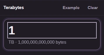 Input value set to 1 terabyte.