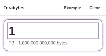 Input value set to 1 terabyte.