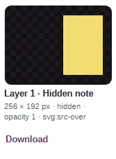 Extracted Hidden note PNG, its preview, dimensions, visibility and Download link.