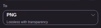 PNG is selected in the To format control.