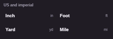 The From picker lists Inch, Foot, Yard and Mile.