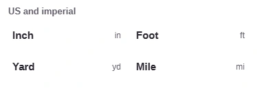 The From picker lists Inch, Foot, Yard and Mile.