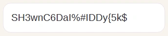 A generated 20-character password in the Result panel.