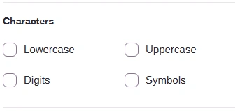 All four character groups unticked.