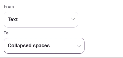 FluffyBench Text cleaner: From Text, To Collapsed spaces.