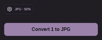 Settings gear to close the phone panel, followed by the actual Convert button.
