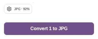Settings gear to close the phone panel, followed by the actual Convert button.