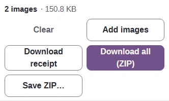 For several images, save the finished PNGs with Download all (ZIP).