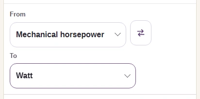 From shows Mechanical horsepower and To shows Watt.