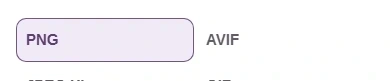 Choose PNG in Convert to; selecting a format closes the picker.