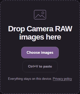 Camera RAW intake and Choose images button.