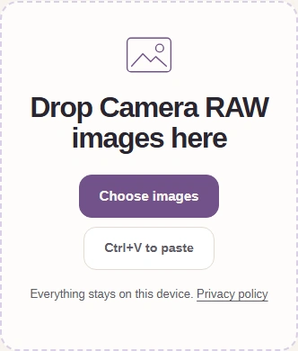 Camera RAW intake and Choose images button.