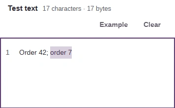Test text box holding Order 42; order 7, with only order 7 highlighted.