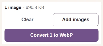 Press Convert 1 to WebP to use the starting settings.