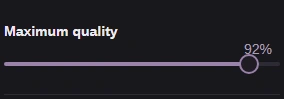 Maximum quality balances fine detail against file size. Use 92 for this example.