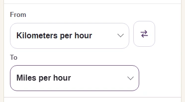 FluffyBench's From and To unit buttons above the speed workspace.