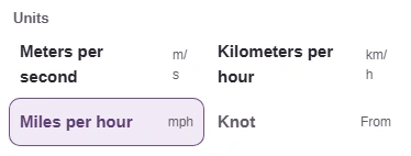 The To picker lists the speed units again; Knot is marked From.