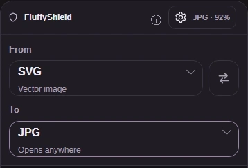 With your SVG loaded, choose JPG in To.