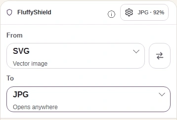 With your SVG loaded, choose JPG in To.